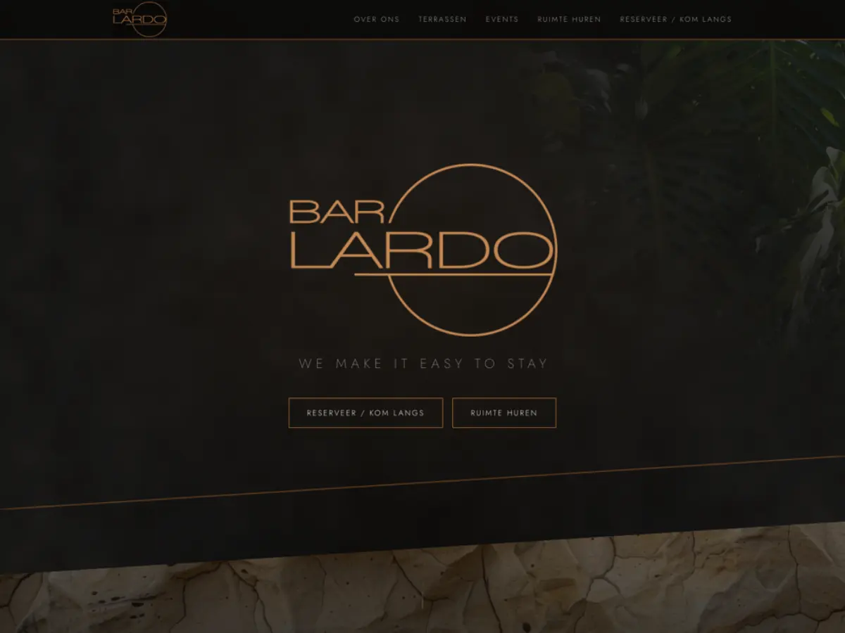 One-pager van Bar Lardo in Sint-Niklaas, gebouwd door SBuilds